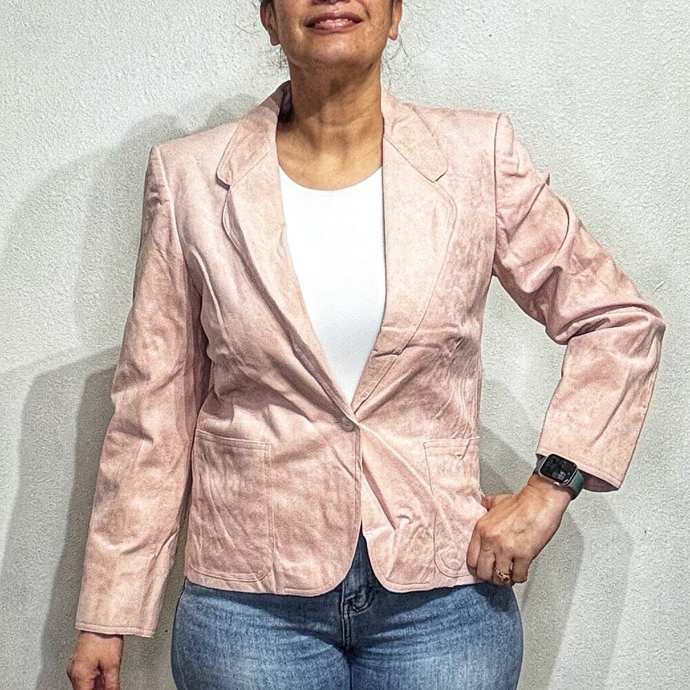 Ultrasuede Pink Suede One Button Vintage Blazer Sz 12